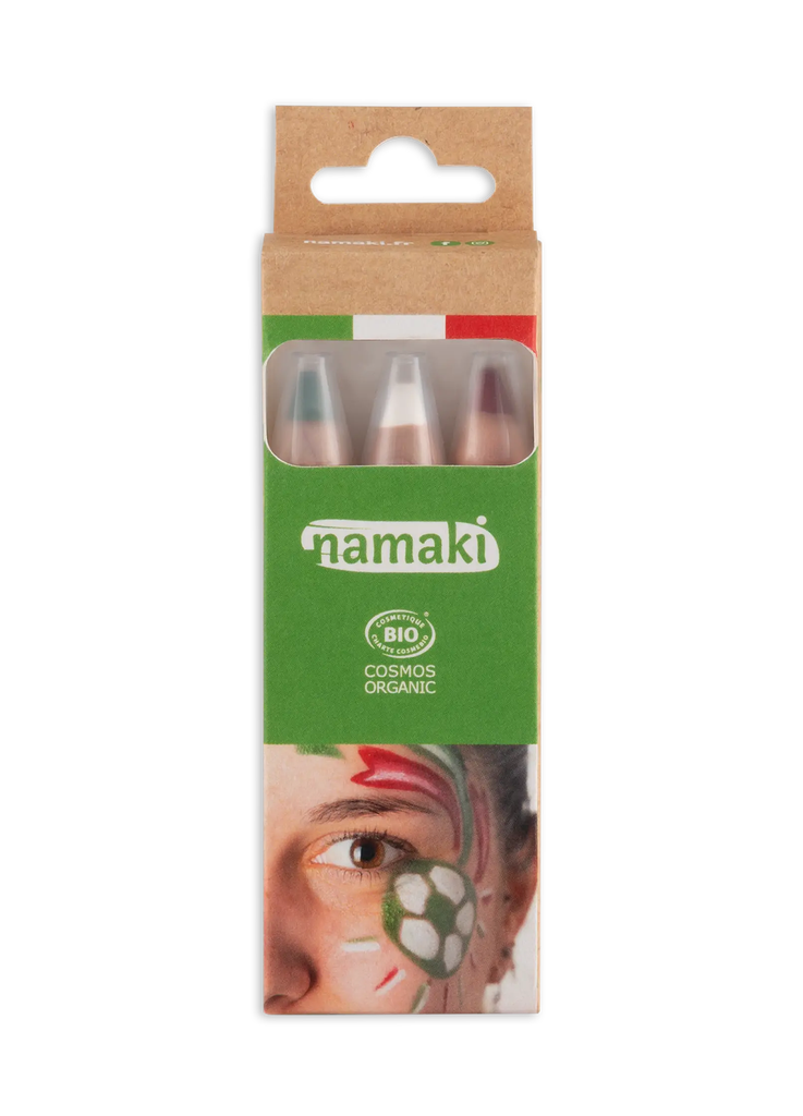 Set of 3 Supporter Face Painting Pencils - Green-White-Red**